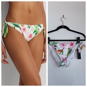 NWT Lauren Ralph Lauren Floral Side Tie Hipster Bikini Bottoms in White & Pink 6
